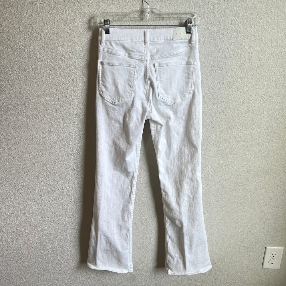 Express High Rise Bootcut White Denim Jeans Women's 4 Stretch Preppy Casual - Picture 4 of 8